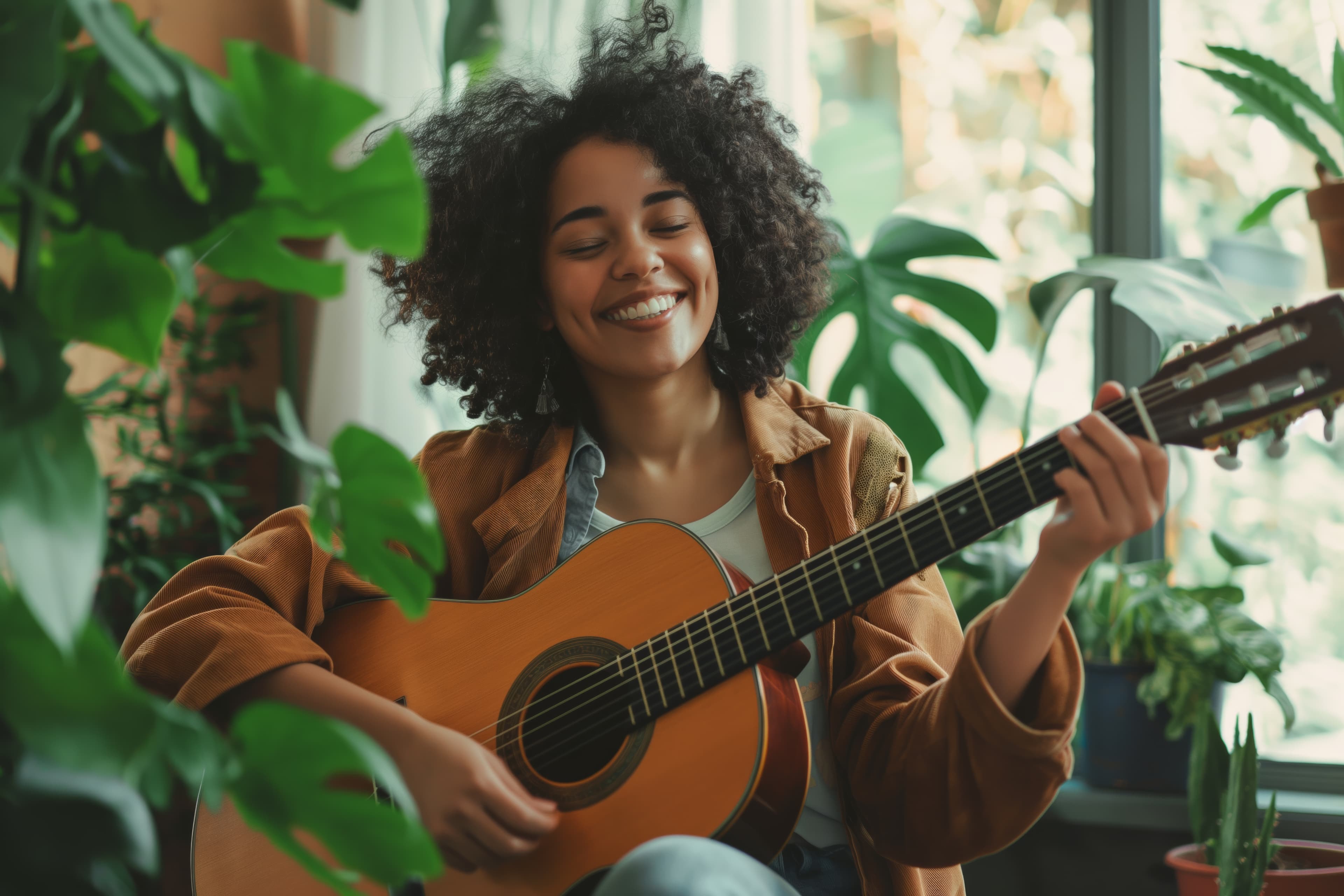 Someone playing the guitar